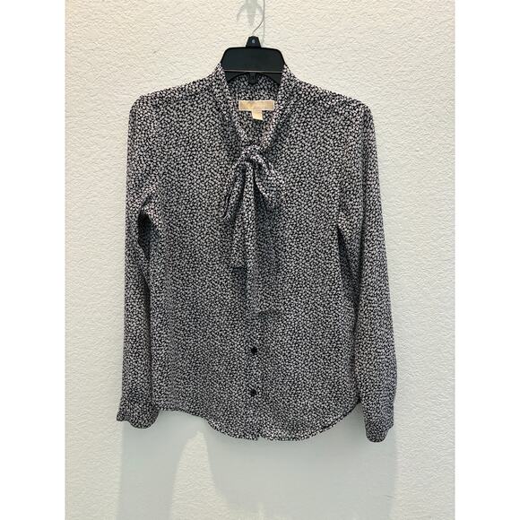 Michael Kohrs Dress Shirt Black & White with Tie Neck, Size Small - Picture 3 of 9